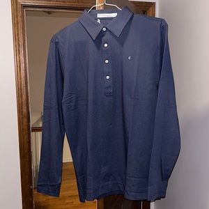 Criquet Long Sleeve Polo. Navy Blue